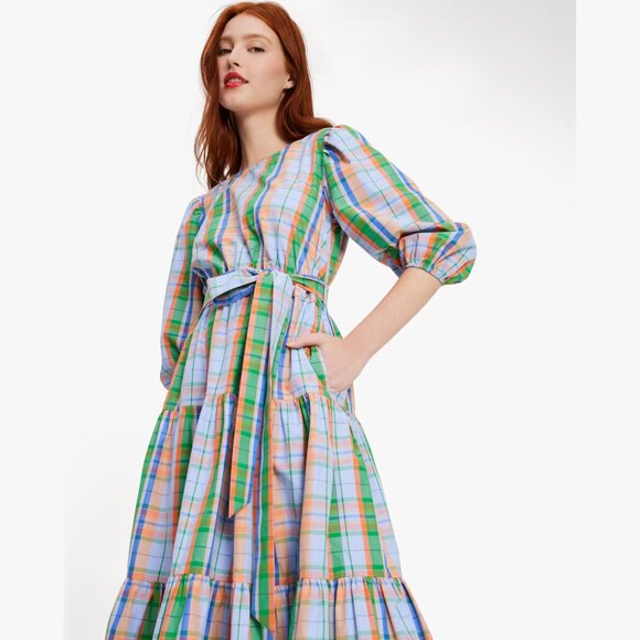 Kate Spade Sunshine Madras Lawn Midi Dress - Picture 2 of 6